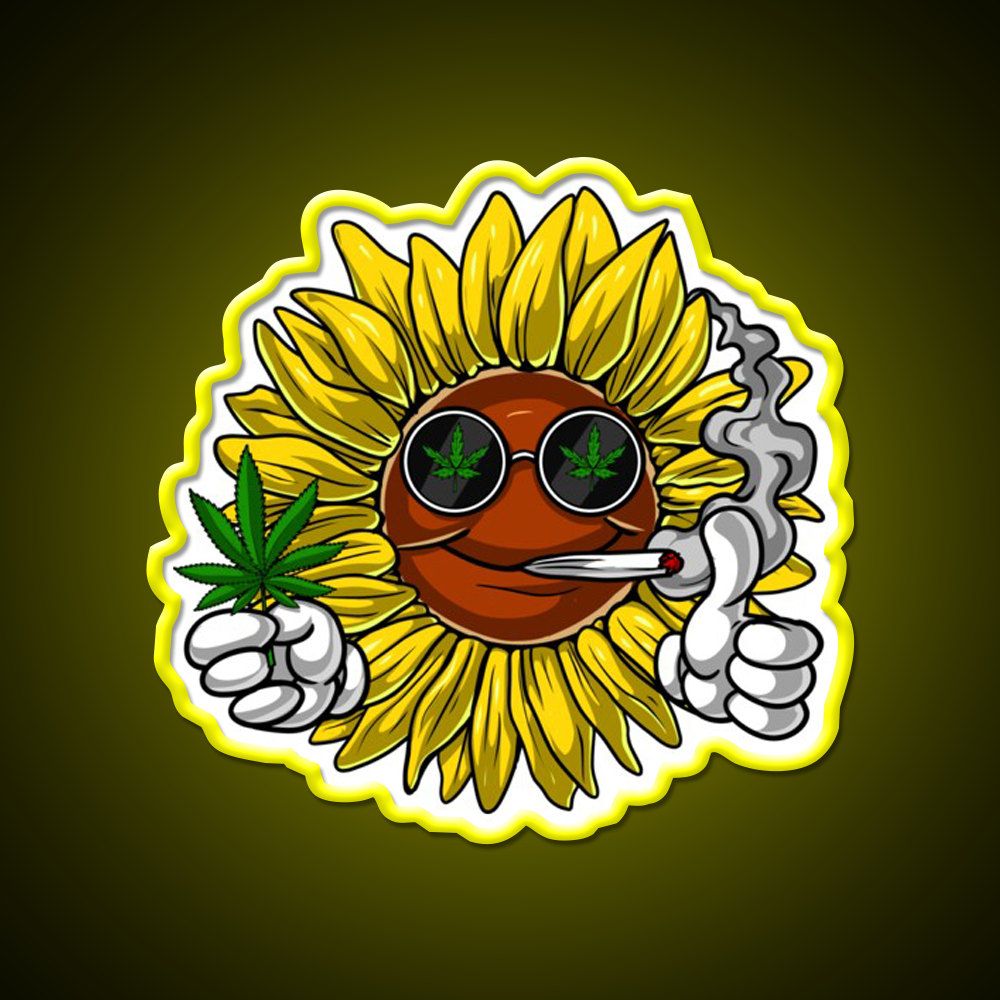 Sunflower Hippie Stoner Hemp Inspired Green Leaf Led Neon Sign Rgb Color - LED neon sign view 7