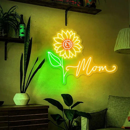 Sunflower Mom Led Neon Sign Vibrant Floral Indoor Decor For Mothers Day | Shineneon