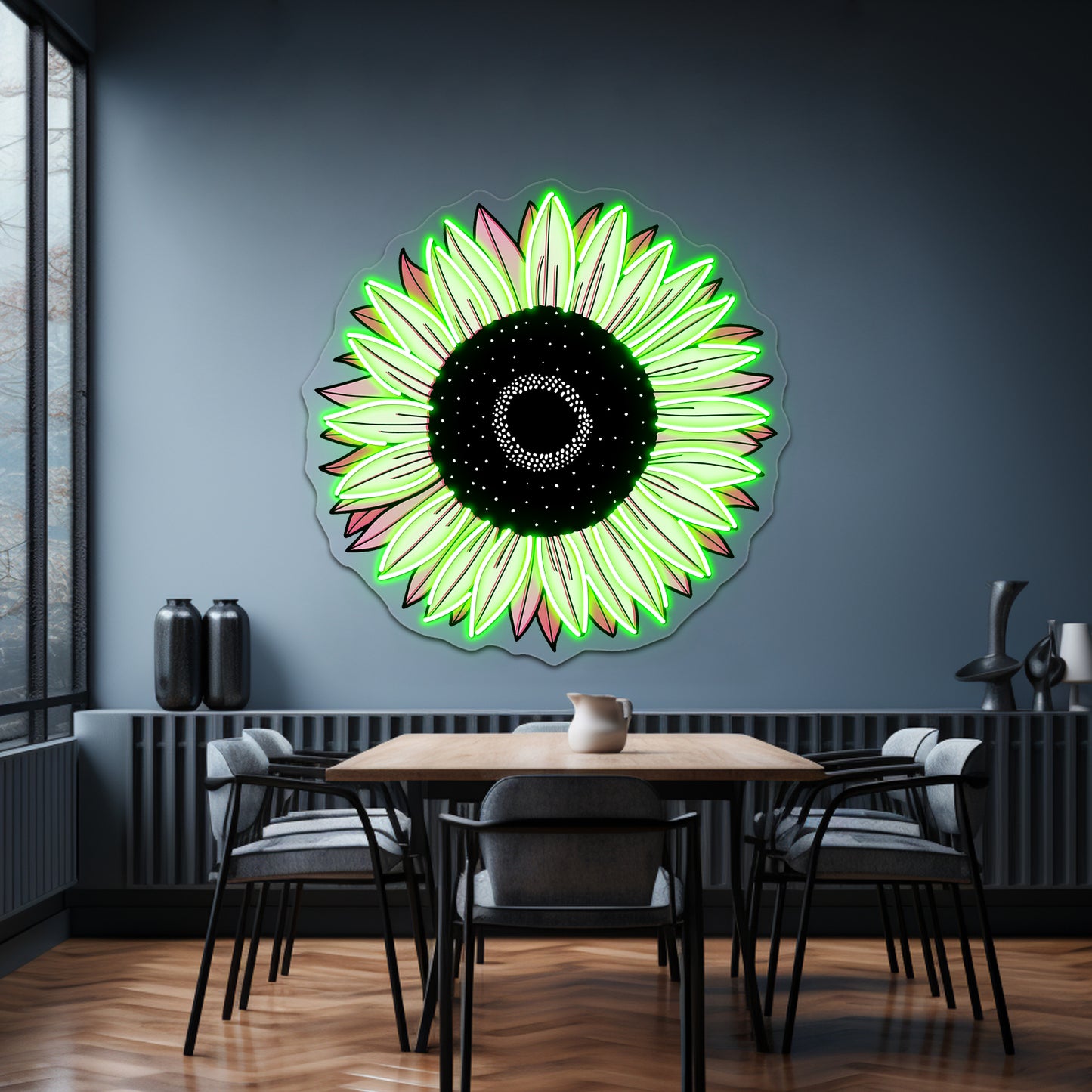 Sunflower Pink Aesthetic Neon Sign Artwork For Neon Signs For Bedroom