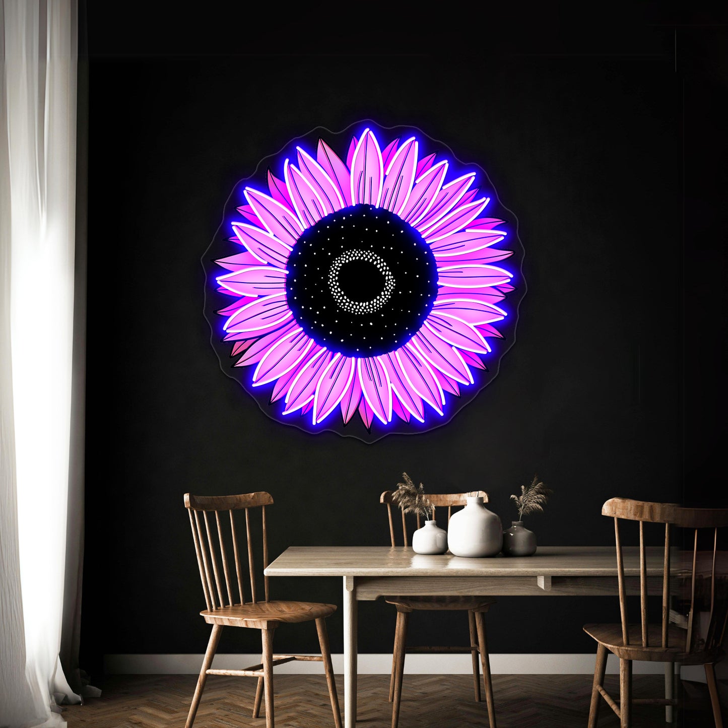 Sunflower Pink Aesthetic Neon Sign Artwork For Neon Signs For Bedroom