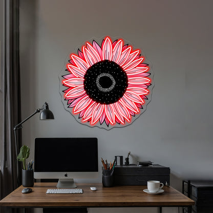 Sunflower Pink Aesthetic Neon Sign Artwork For Neon Signs For Bedroom