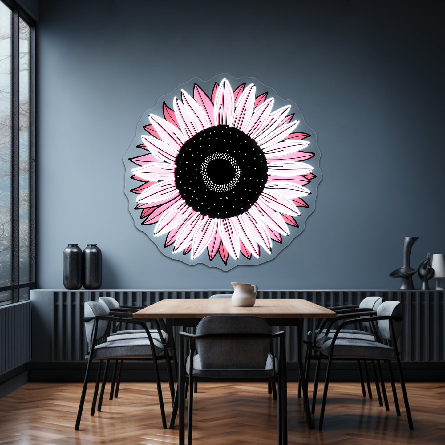 Sunflower Pink Aesthetic Neon Sign Artwork For Neon Signs For Bedroom