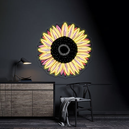 Sunflower Pink Aesthetic Neon Sign Artwork For Neon Signs For Bedroom