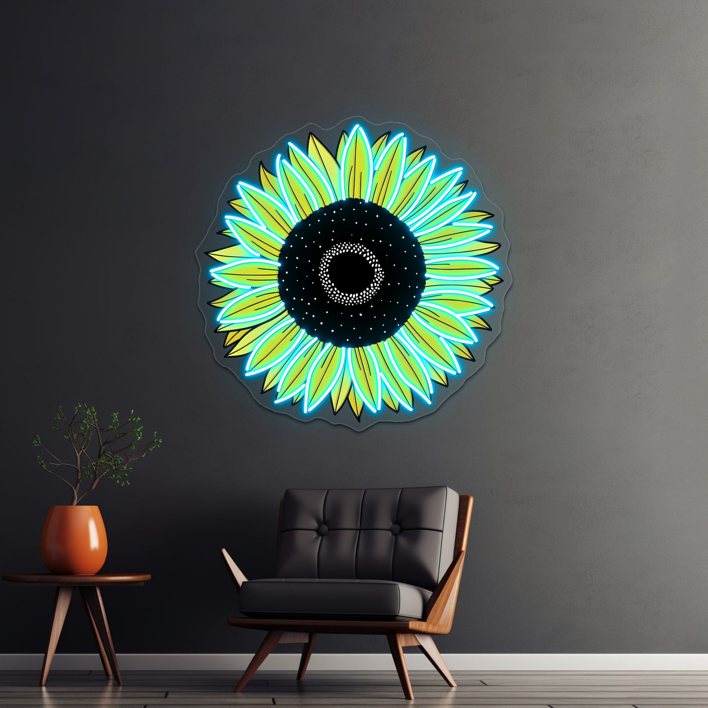 Sunflower Yellow Aesthetic Sticke Neon Sign Artwork For Led Neon