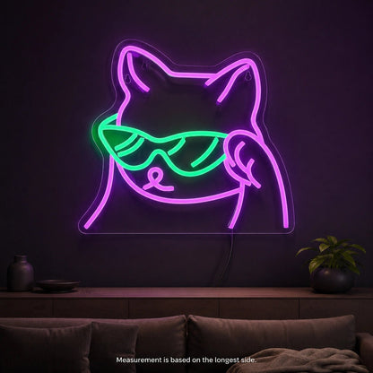 Sunglasses Cat Face LED Neon Sign - Shineneon