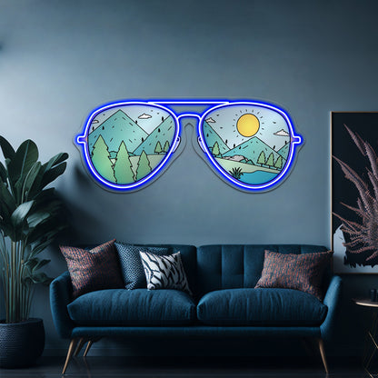 Sunglasses With Mountains Nature Neon Sign Artwork For Neon Sign For Sale