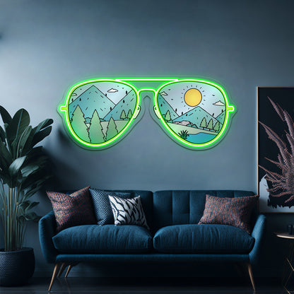 Sunglasses With Mountains Nature Neon Sign Artwork For Neon Sign For Sale