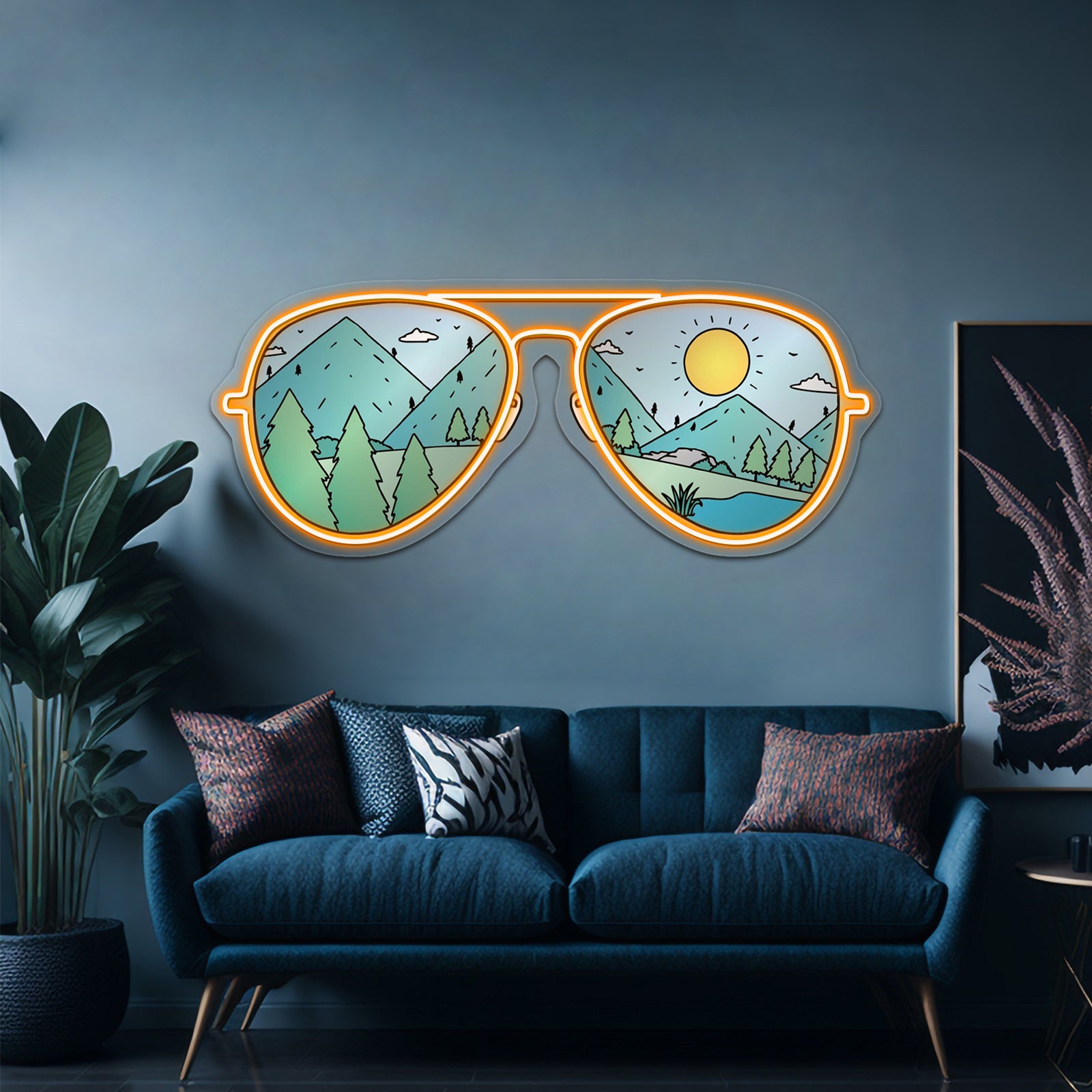 Sunglasses With Mountains Nature Neon Sign Artwork For Neon Sign For Sale | Shineneon
