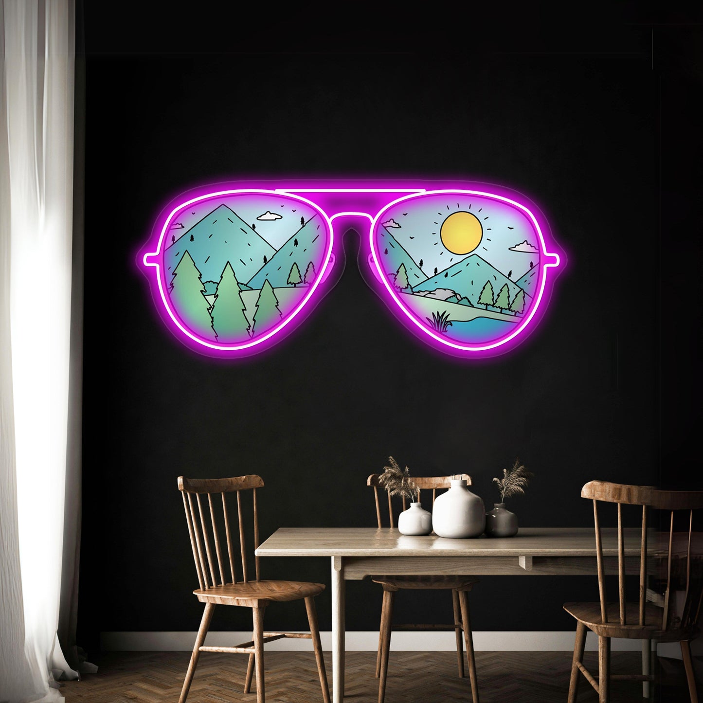 Sunglasses With Mountains Nature Neon Sign Artwork For Neon Sign For Sale