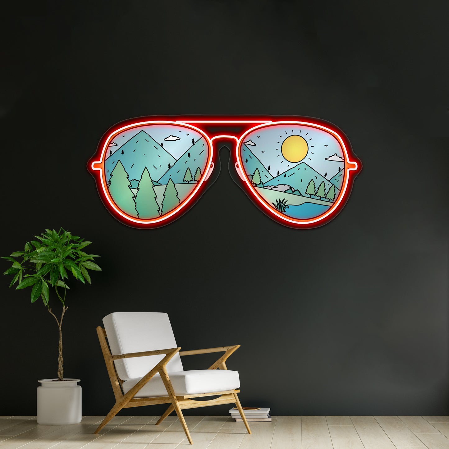 Sunglasses With Mountains Nature Neon Sign Artwork For Neon Sign For Sale