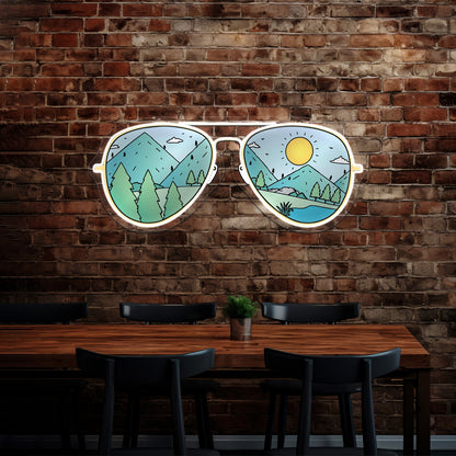 Sunglasses With Mountains Nature Neon Sign Artwork For Neon Sign For Sale