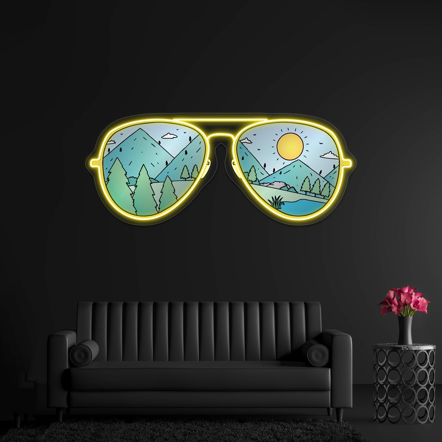 Sunglasses With Mountains Nature Neon Sign Artwork For Neon Sign For Sale