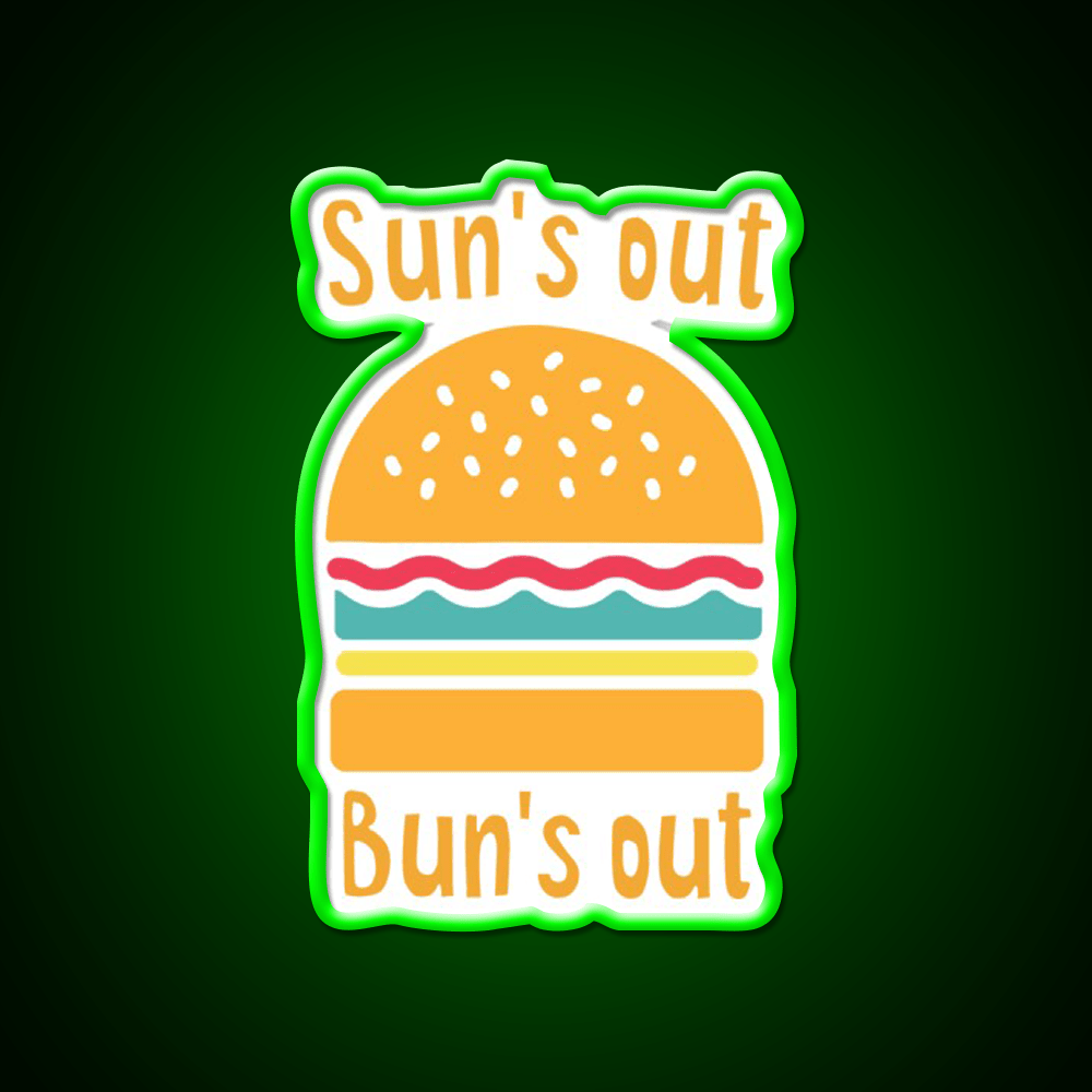 Suns Out Buns Out Fast Food Led Neon Sign For Burger Place Rgb Color - Shineneon