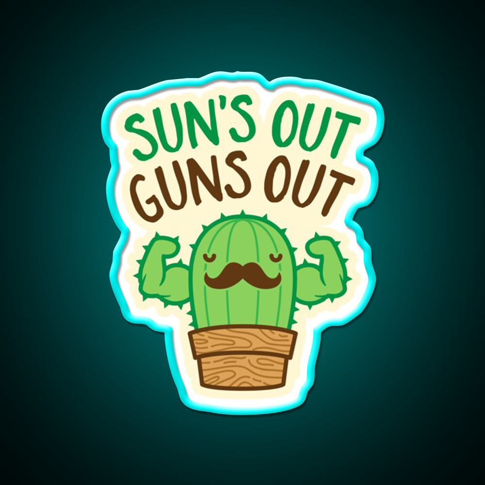 Suns Out Guns Out Macho Cactus Gym Fitness Led Neon Sign Rgb Color