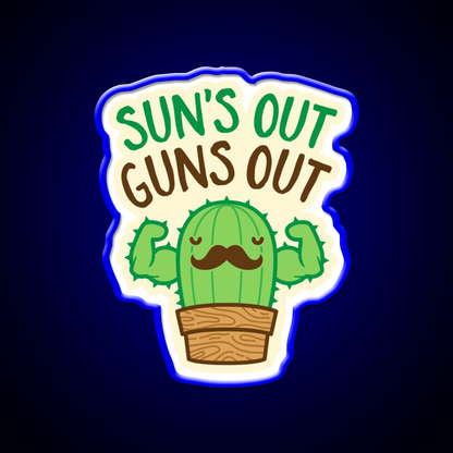 Suns Out Guns Out Macho Cactus Gym Fitness Led Neon Sign Rgb Color