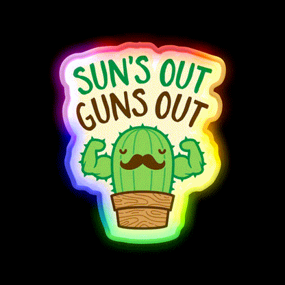 Suns Out Guns Out Macho Cactus Gym Fitness Led Neon Sign Rgb Color