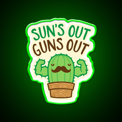 Suns Out Guns Out Macho Cactus Gym Fitness Led Neon Sign Rgb Color