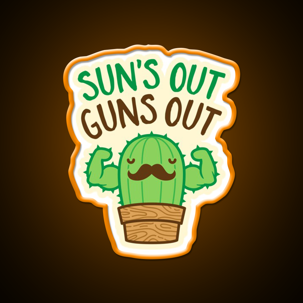 Suns Out Guns Out Macho Cactus Gym Fitness Led Neon Sign Rgb Color