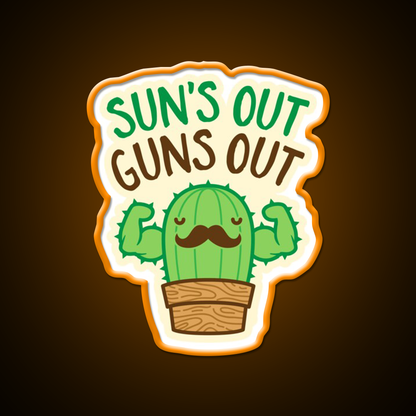 Suns Out Guns Out Macho Cactus Gym Fitness Led Neon Sign Rgb Color