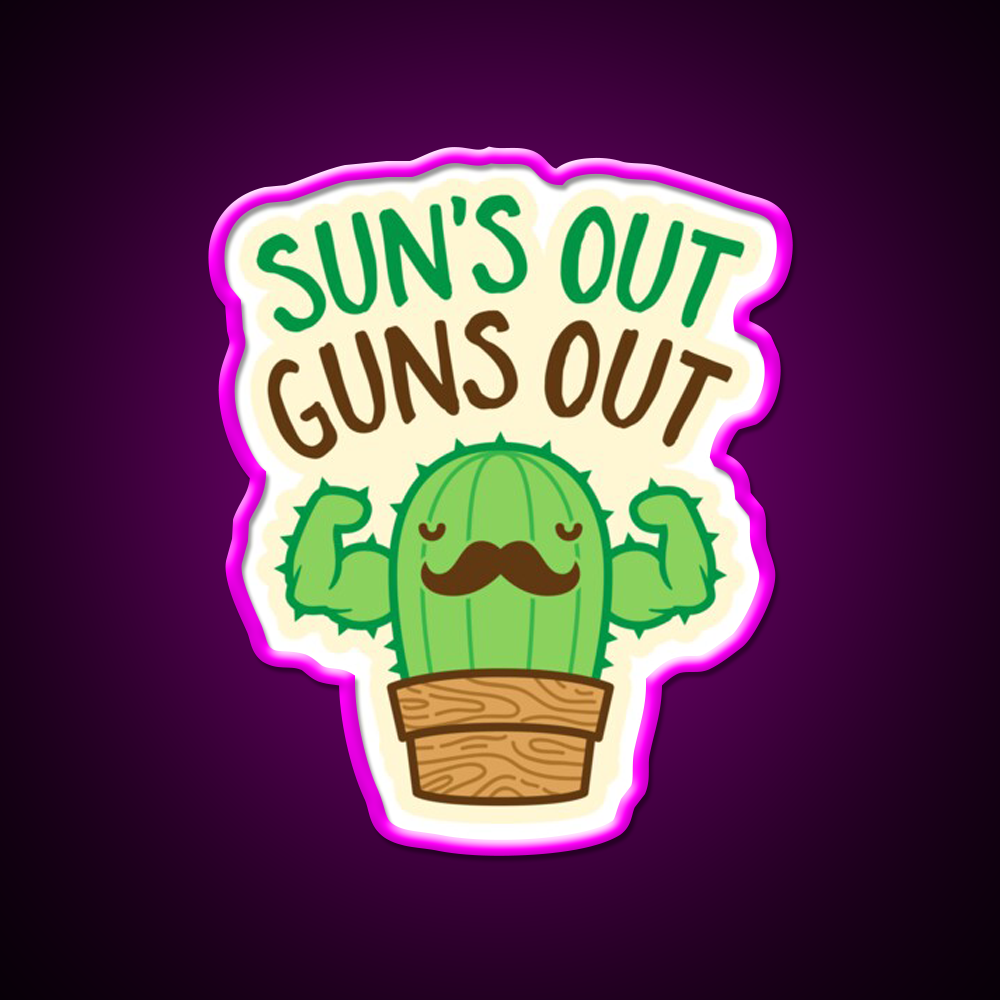 Suns Out Guns Out Macho Cactus Gym Fitness Led Neon Sign Rgb Color