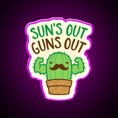 Suns Out Guns Out Macho Cactus Gym Fitness Led Neon Sign Rgb Color