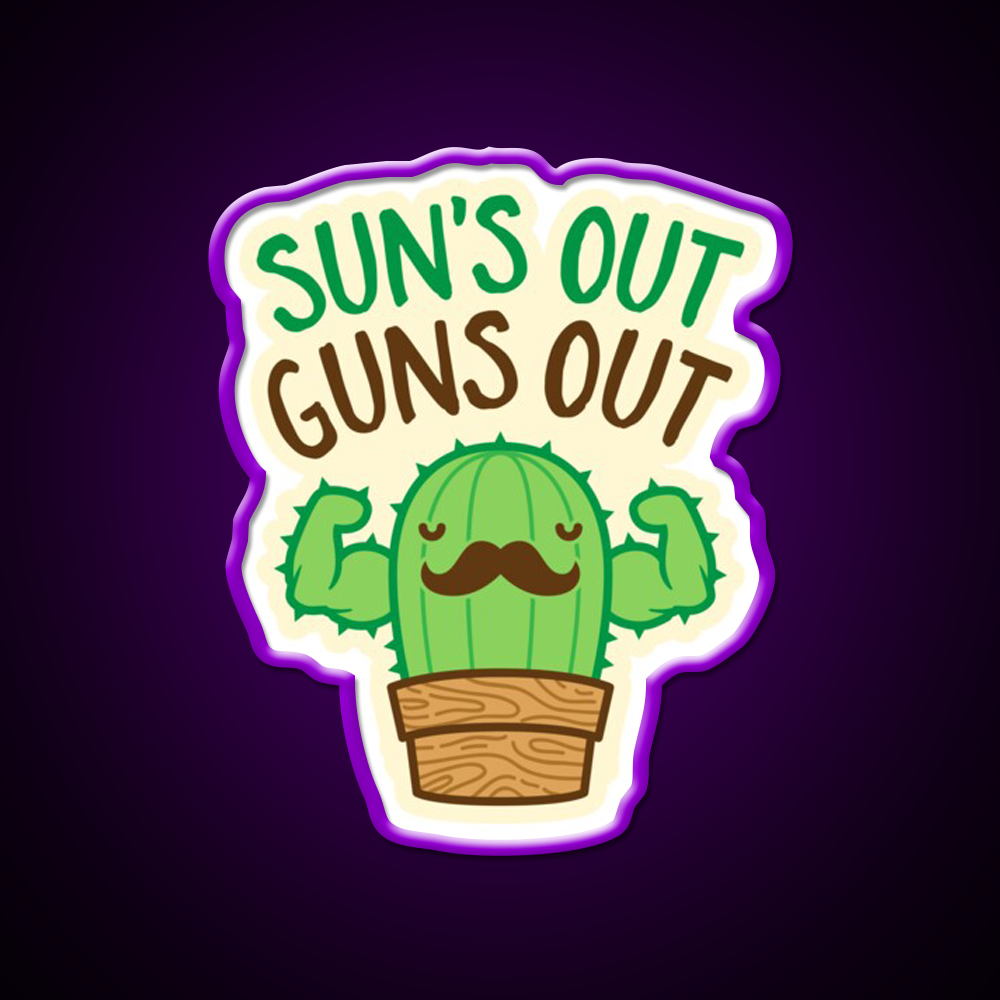 Suns Out Guns Out Macho Cactus Gym Fitness Led Neon Sign Rgb Color
