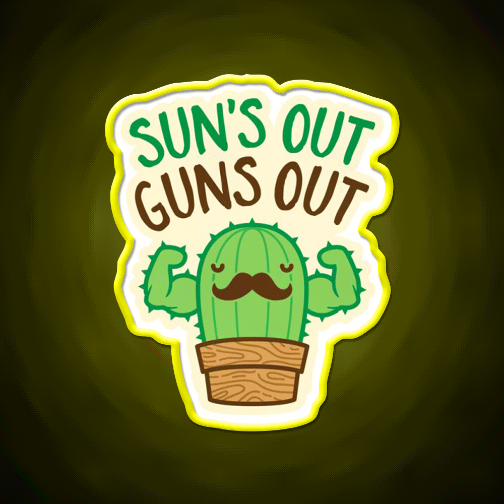 Suns Out Guns Out Macho Cactus Gym Fitness Led Neon Sign Rgb Color
