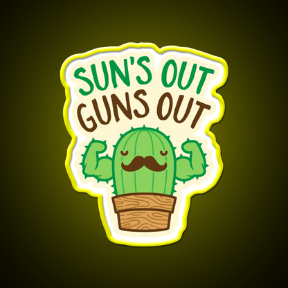 Suns Out Guns Out Macho Cactus Gym Fitness Led Neon Sign Rgb Color