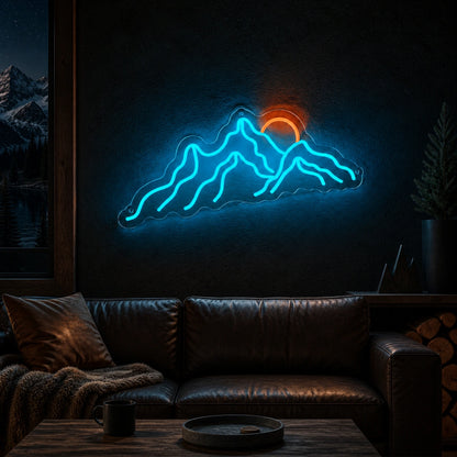 Sunset Behind Mountain Range Vintage LED Neon Sign high-converting product image