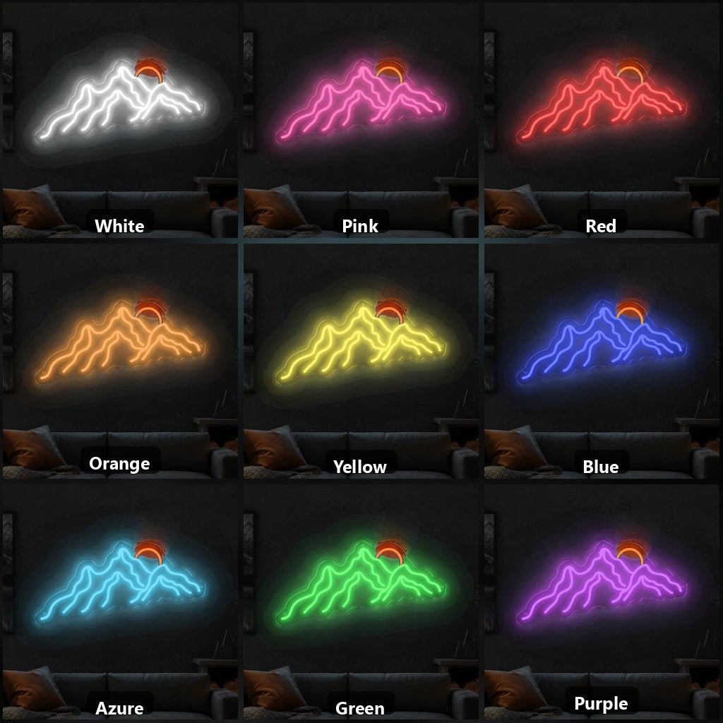 Sunset Behind Mountain Range Vintage LED Neon Sign - Shineneon