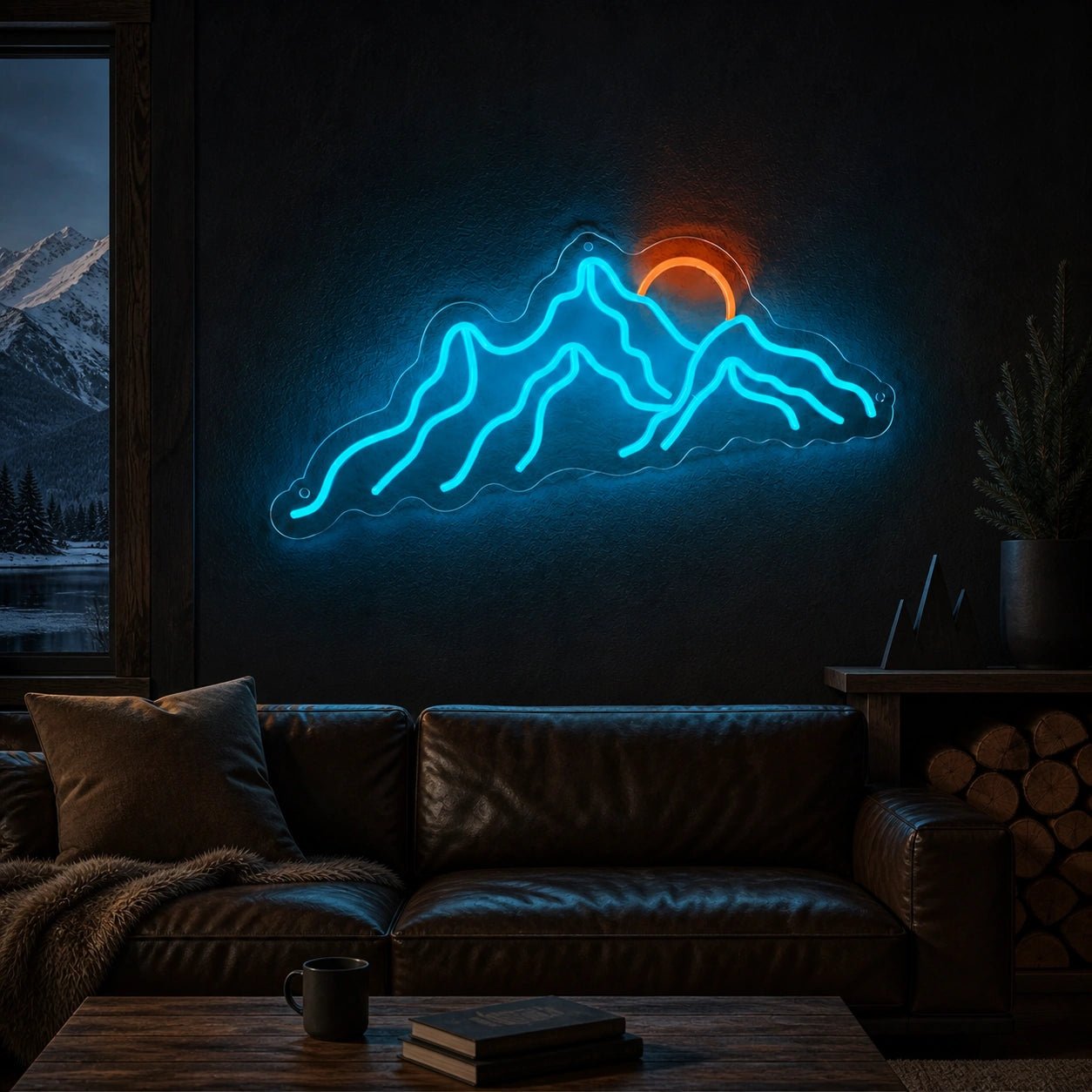 Sunset Behind Mountain Range Vintage LED Neon Sign - Shineneon