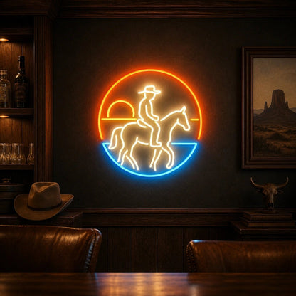 Sunset Cowboy Horseback Vintage LED Neon Sign - Shineneon