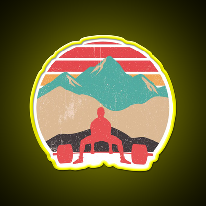 Sunset Deadlifts Powerlifting Gym Fitness Led Neon Sign Rgb Color