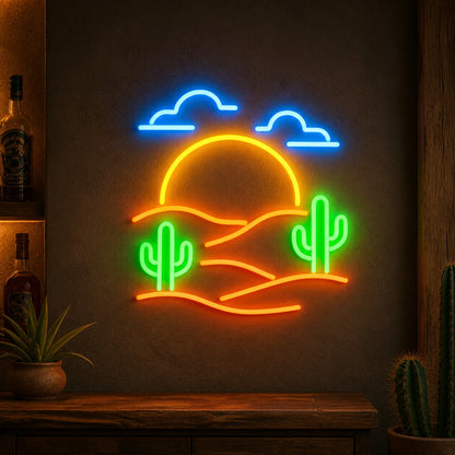 Sunset Desert Cactus Vintage LED Neon Sign main product image