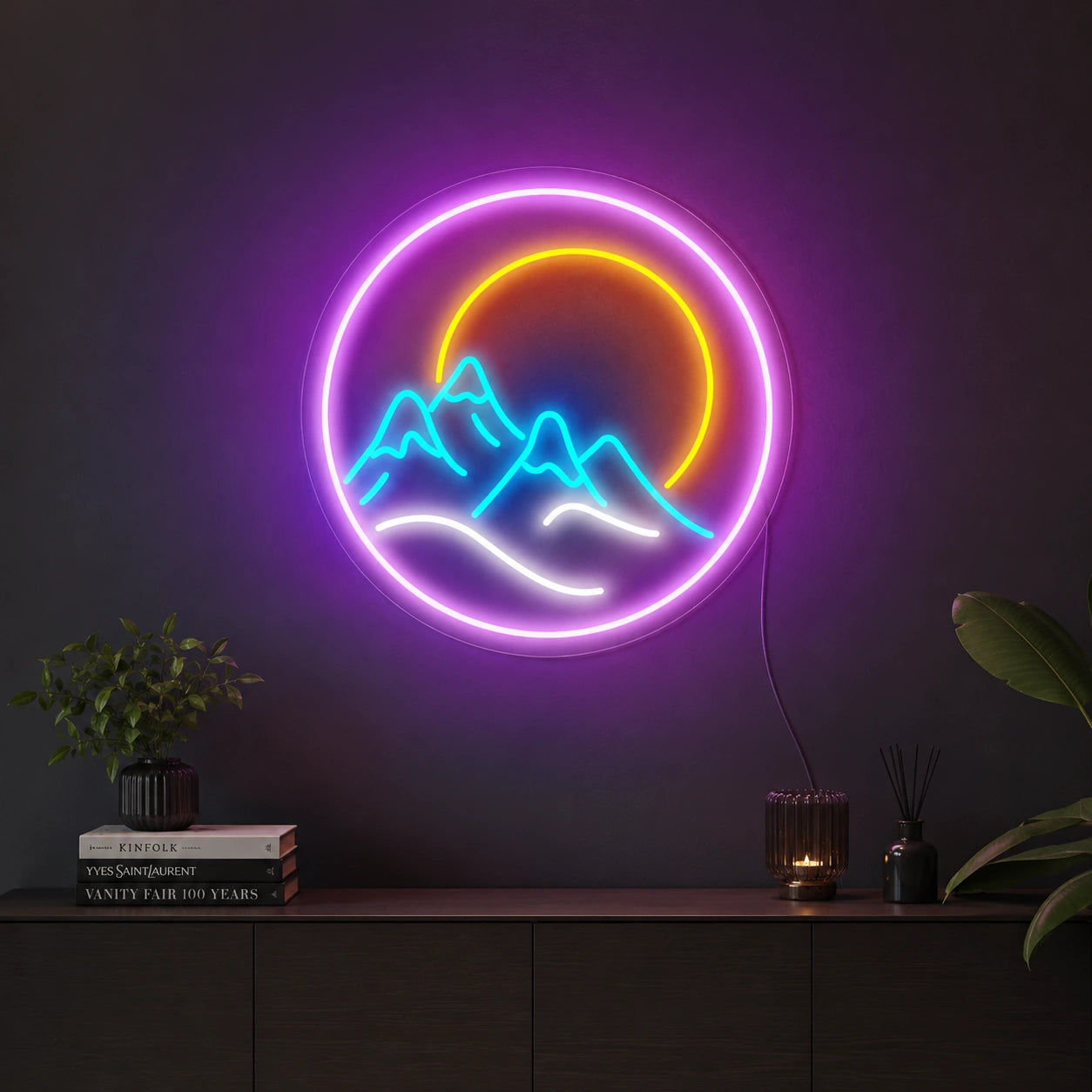 Sunset Lake Mountain Neon Sign LED Neon Sign high-converting product image