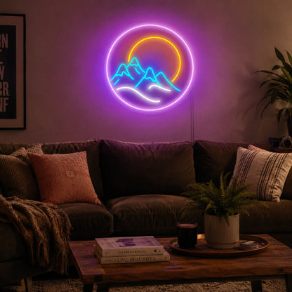 Sunset Lake Mountain Neon Sign LED Neon Sign real lifestyle scene