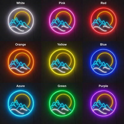 Sunset Lake Mountain Neon Sign LED Neon Sign color grid