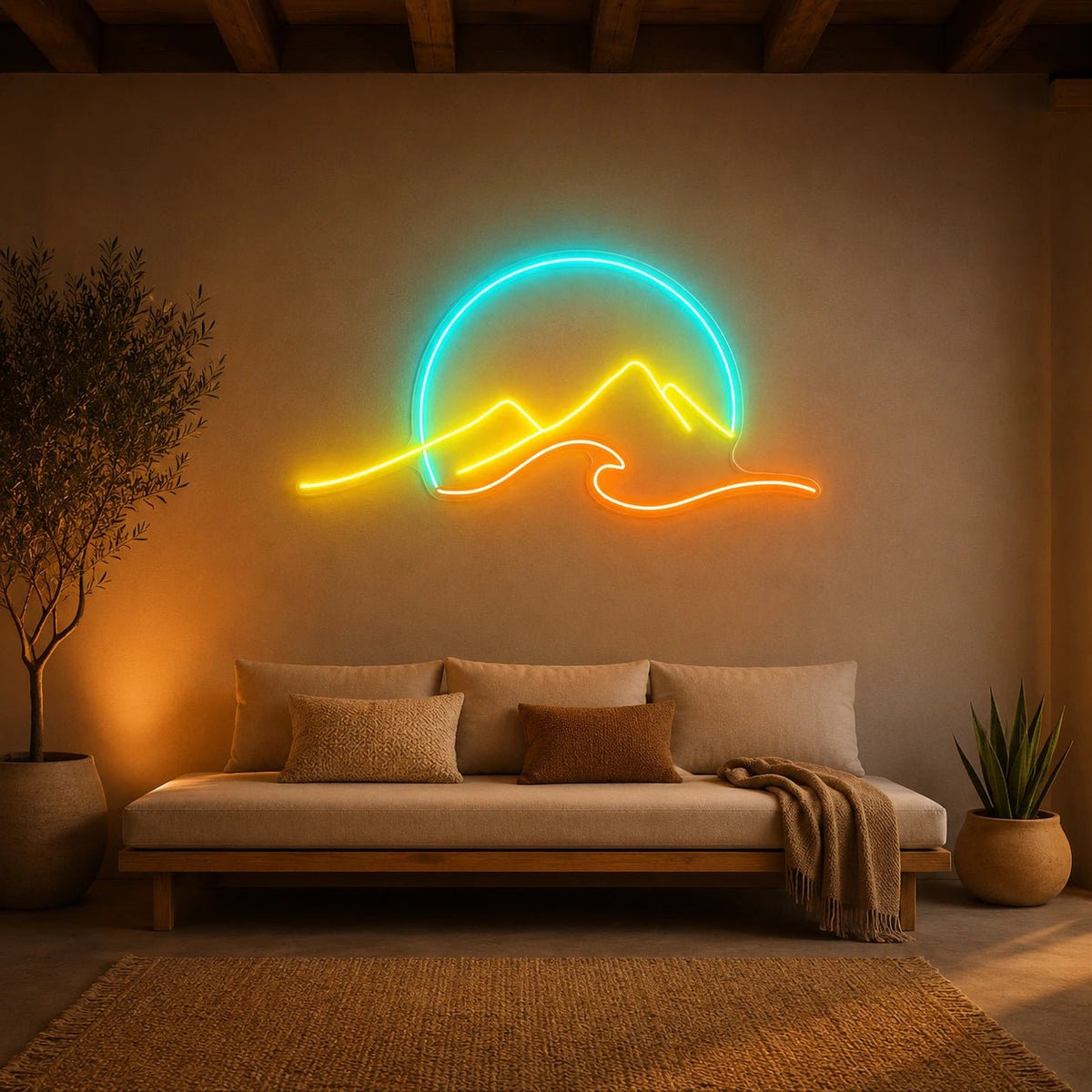 Sunset Mountain Wave LED Neon Sign - Shineneon