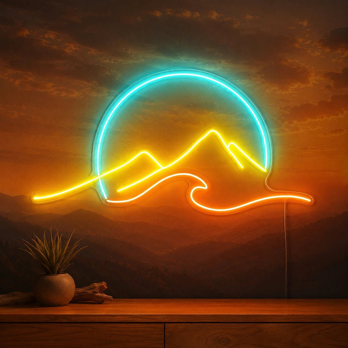 Sunset Mountain Wave LED Neon Sign - Shineneon