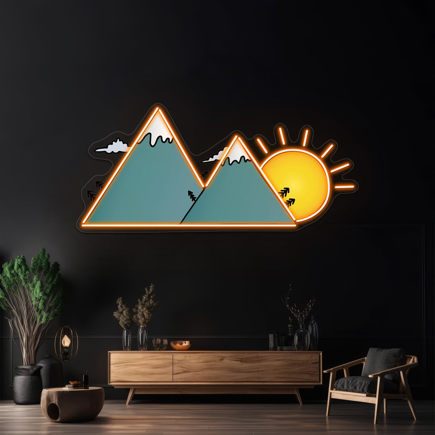 Sunset Mountains Neon Sign Artwork For Cheap Neon Signs