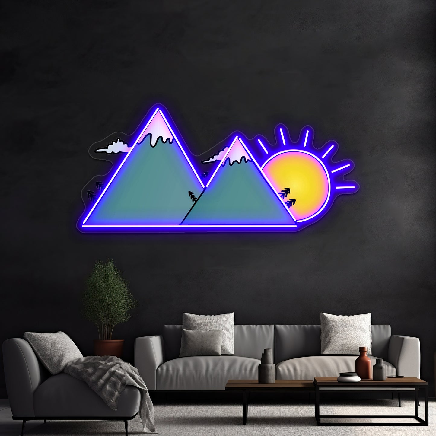 Sunset Mountains Neon Sign Artwork For Cheap Neon Signs