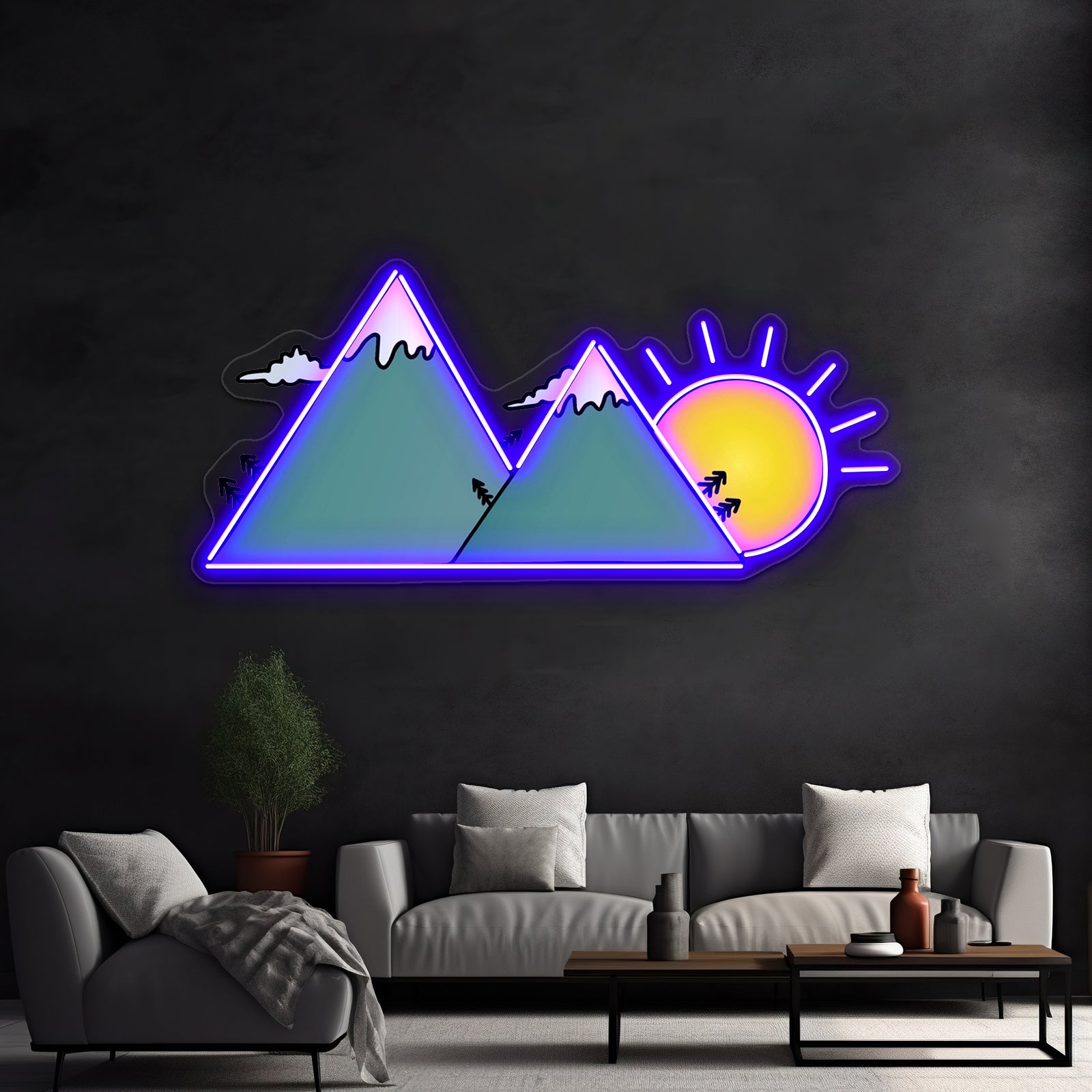 Sunset Mountains Neon Sign Artwork For Cheap Neon Signs | Shineneon