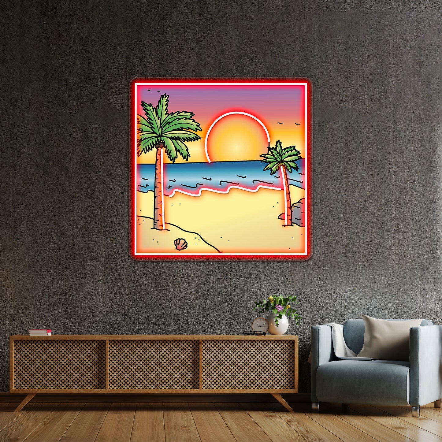 Sunset Polaroid Picture Beach Aesthetic Vsco Neon Sign Artwork For Wedding