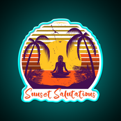 Sunset Salutations Yoga Led Neon Sign For Wellness Space Rgb Color