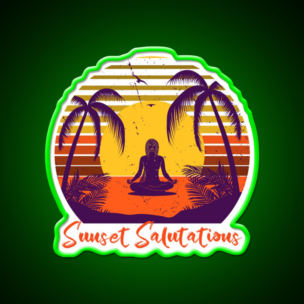 Sunset Salutations Yoga Led Neon Sign For Wellness Space Rgb Color