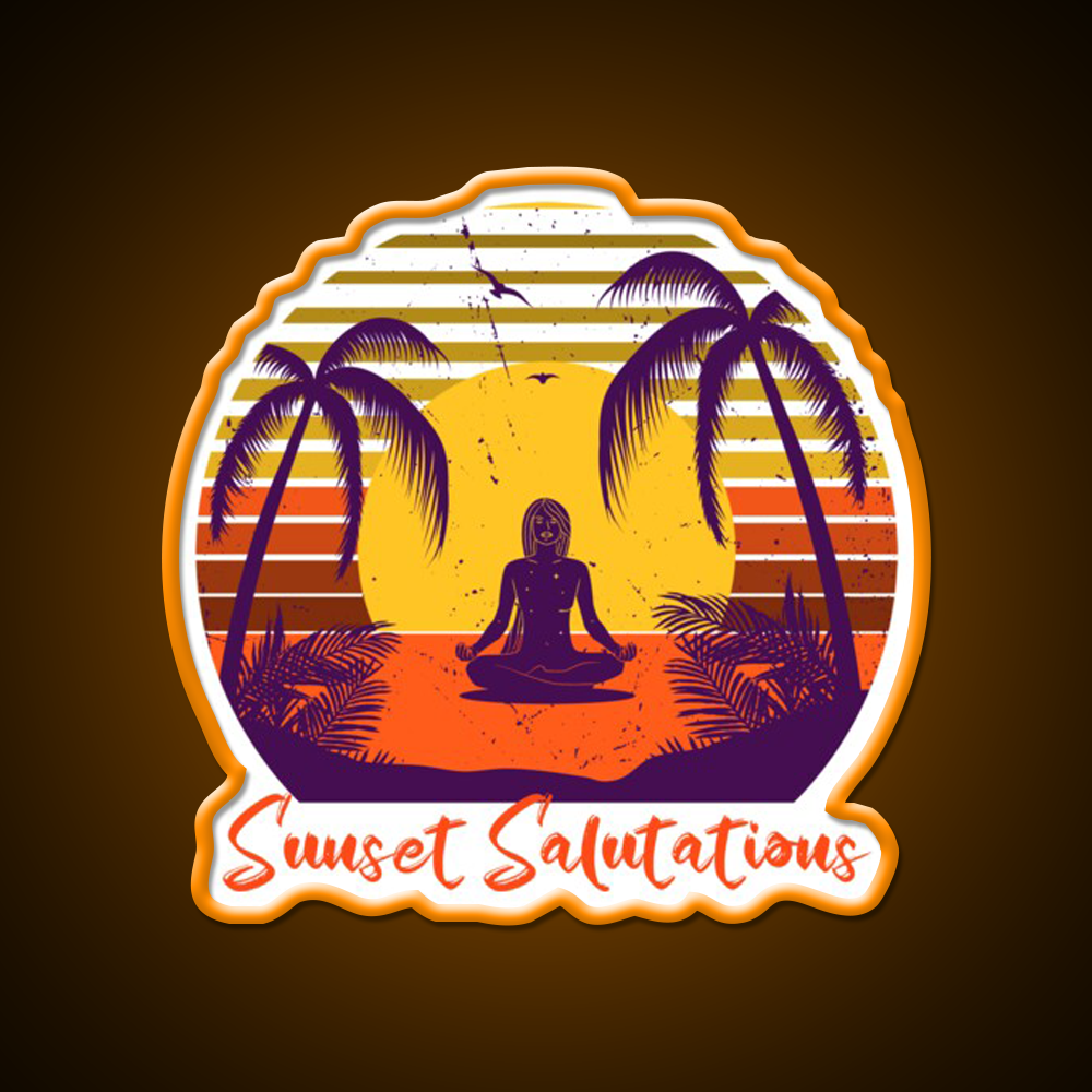 Sunset Salutations Yoga Led Neon Sign For Wellness Space Rgb Color