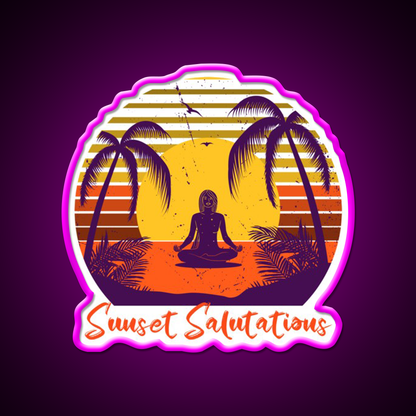 Sunset Salutations Yoga Led Neon Sign For Wellness Space Rgb Color