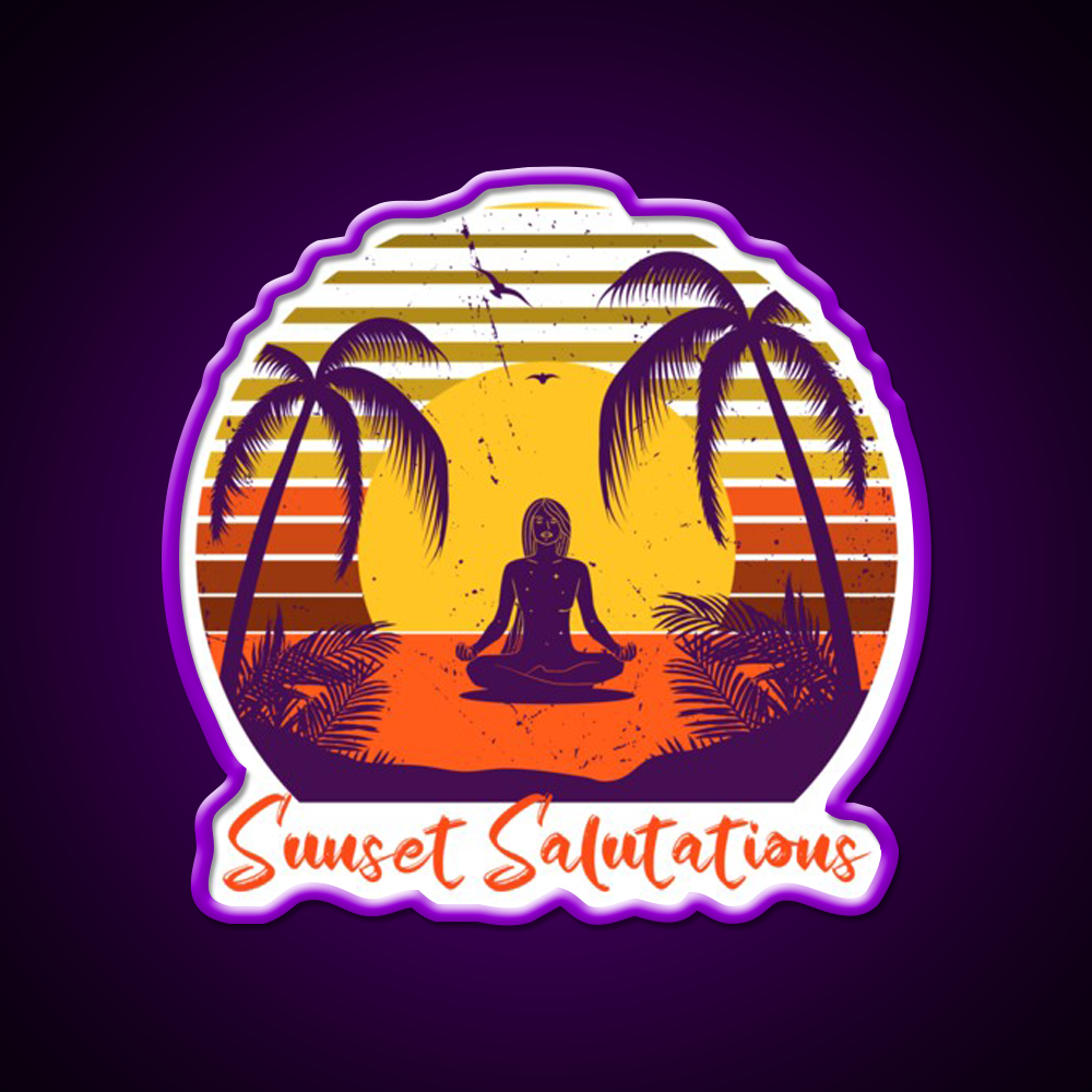 Sunset Salutations Yoga Led Neon Sign For Wellness Space Rgb Color