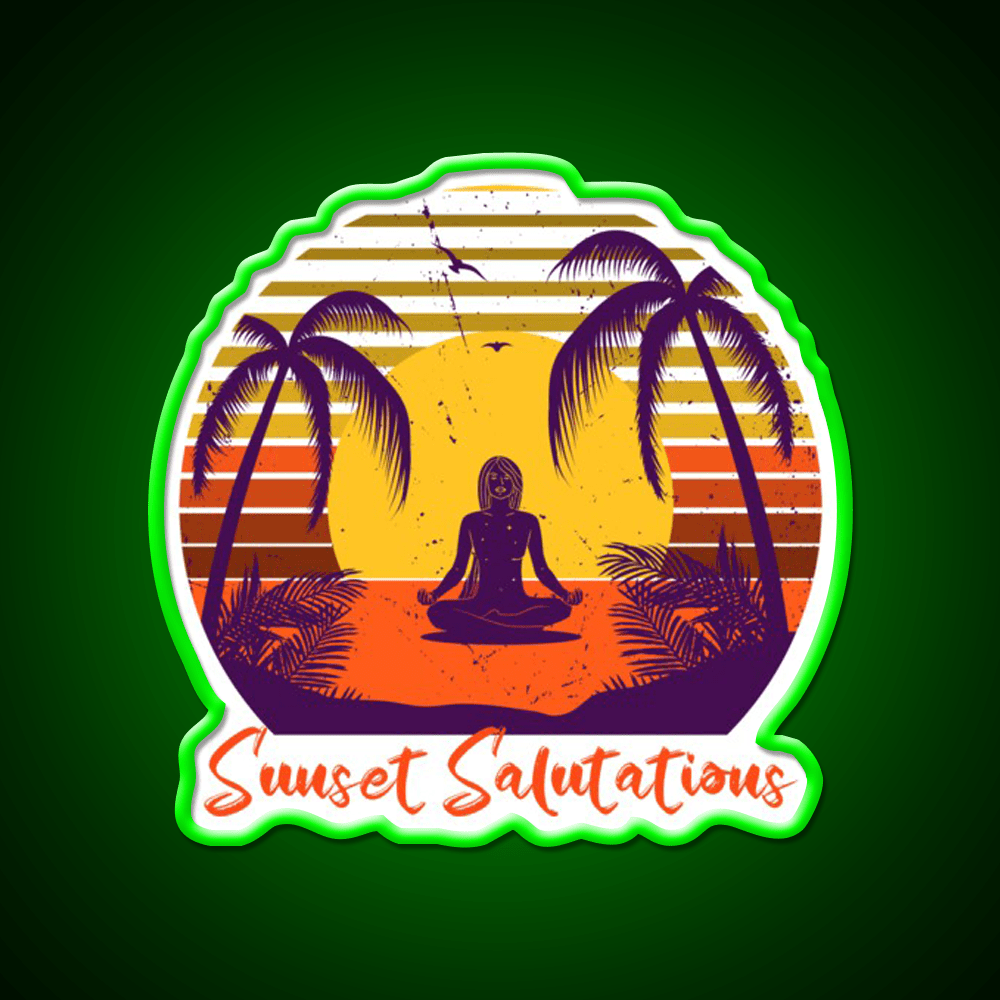 Sunset Salutations Yoga Led Neon Sign For Wellness Space Rgb Color - Shineneon