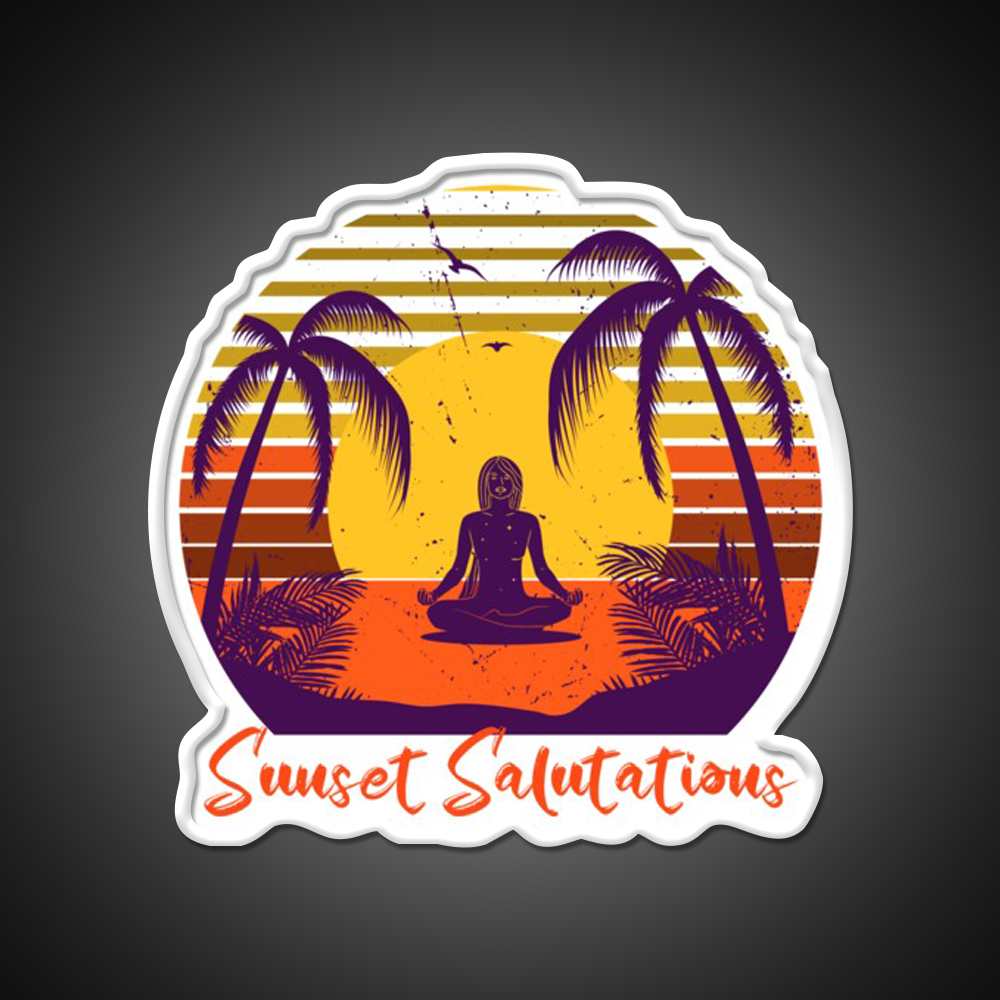 Sunset Salutations Yoga Led Neon Sign For Wellness Space Rgb Color